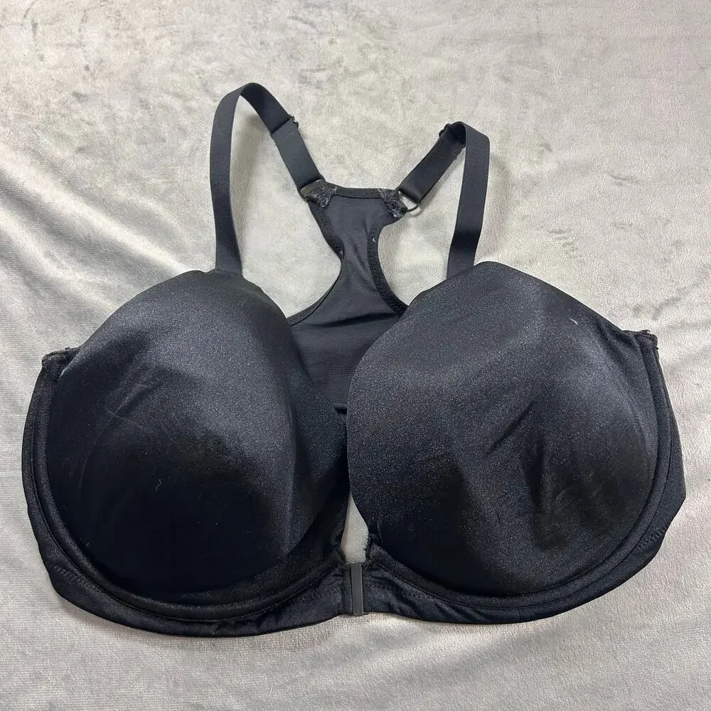 Breezies Black Underwire lightly lined racer back bra size 42DD